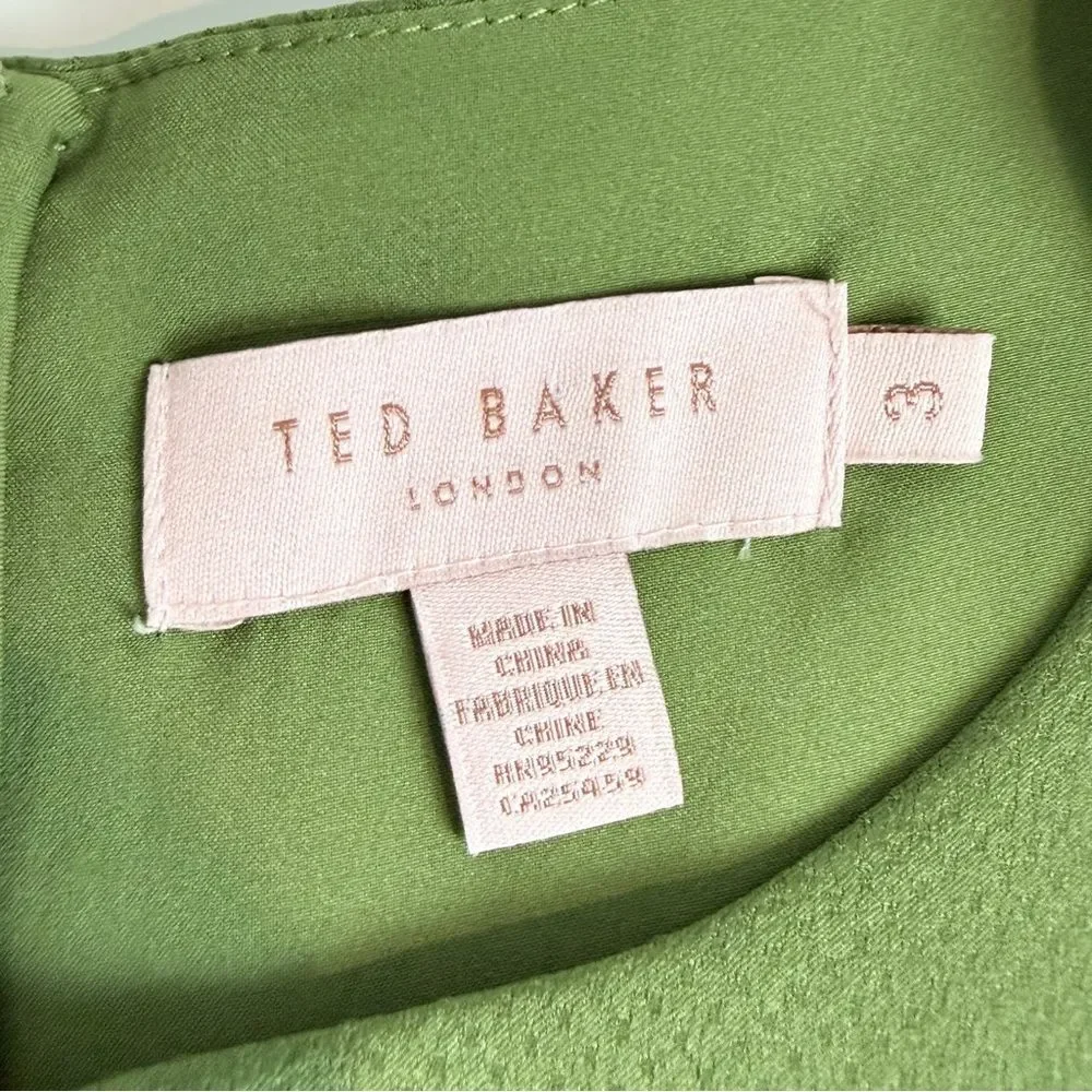 Ted Baker London Poshan Sage Green Keyhole Midi Dress Ted 3, US 8